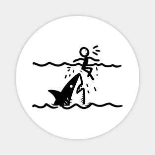 Stick Figure of a Shark in Black Ink Magnet